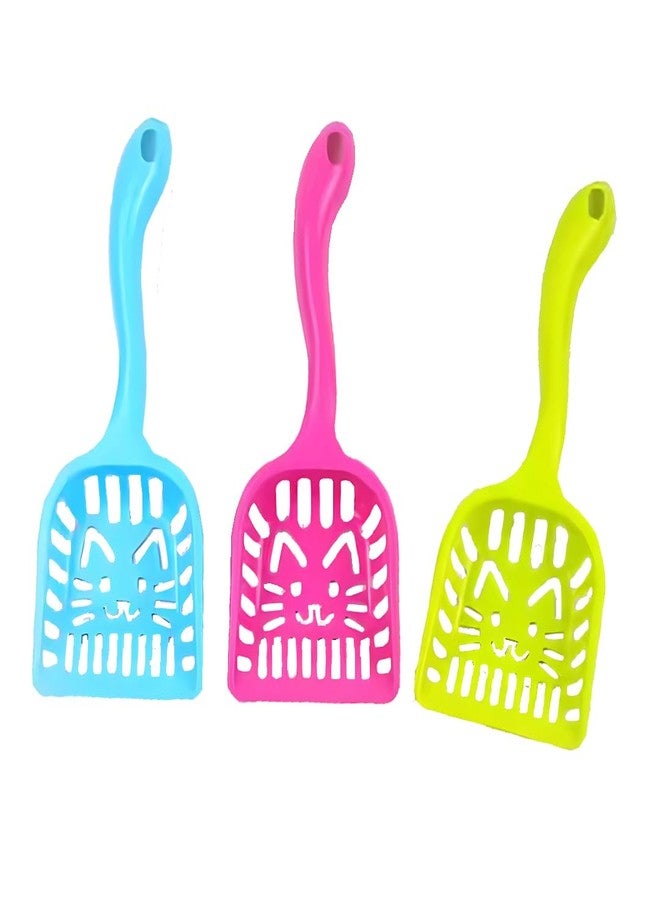 PET FUN Cat Face Cat Litter Tray Scooper | Lightweight Poop Scoop for Cats | Sturdy Cat Litter Sifter with Comfortable Grip Handle | Suitable for All Litter Basin Boxes (Colour May Vary, Pack of 1) - Image 2